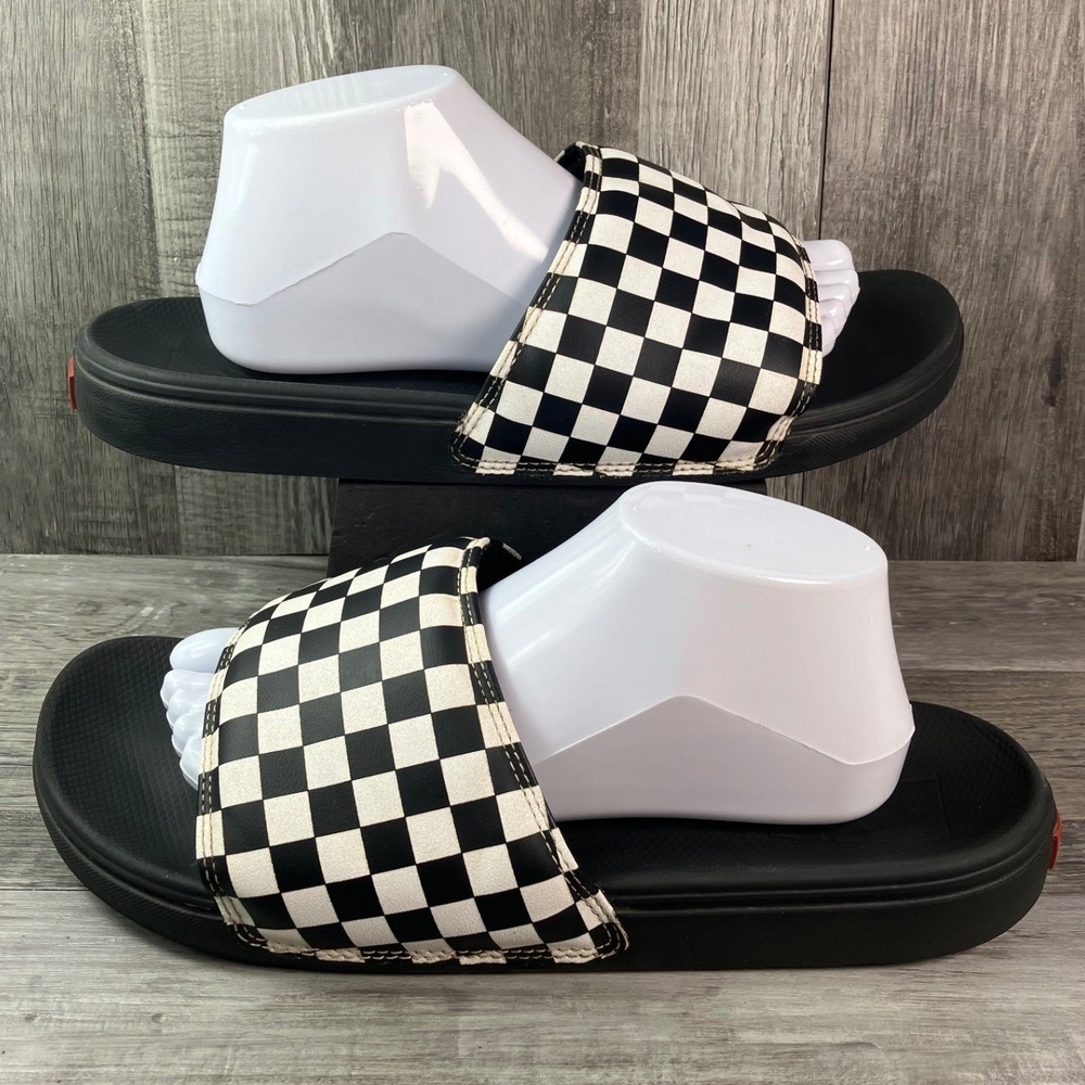 Vans La Costa Slide-On Checkerboard Black White Mens Size 12 Sandals